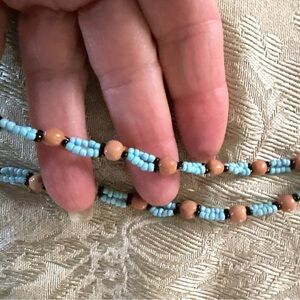 💗Handcrafted Beaded Necklace - Blue and Tan 💗= 10 for $20 bundle